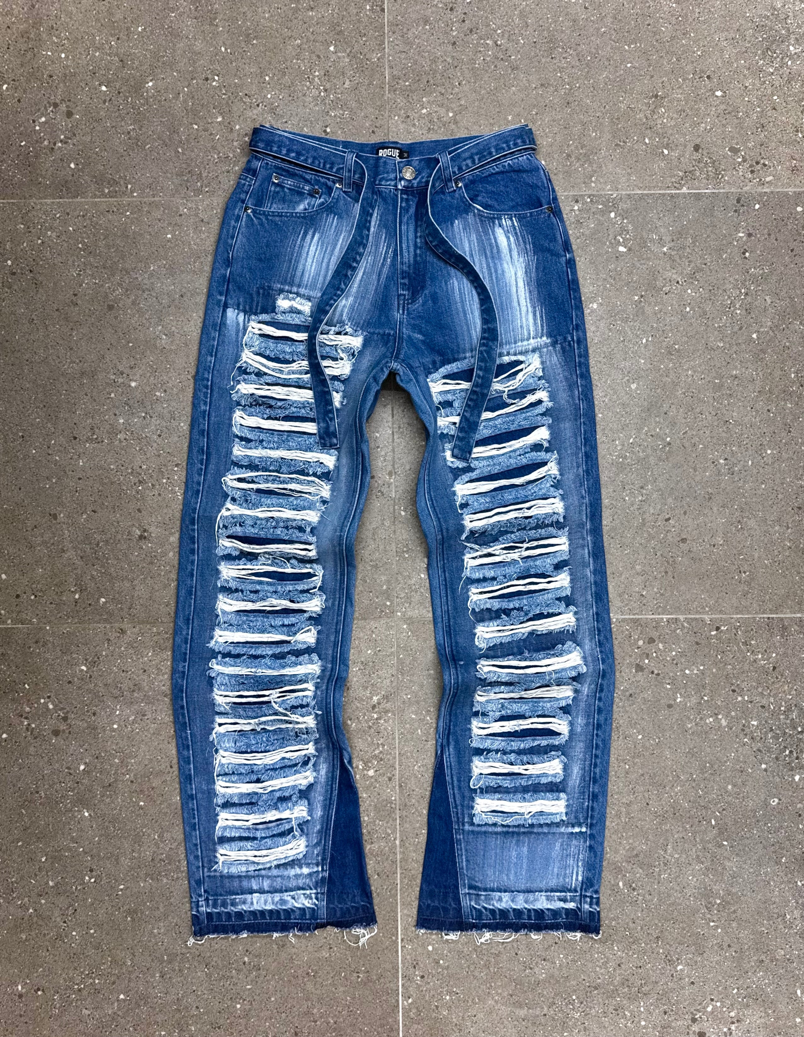 Distressed Blue Jeans