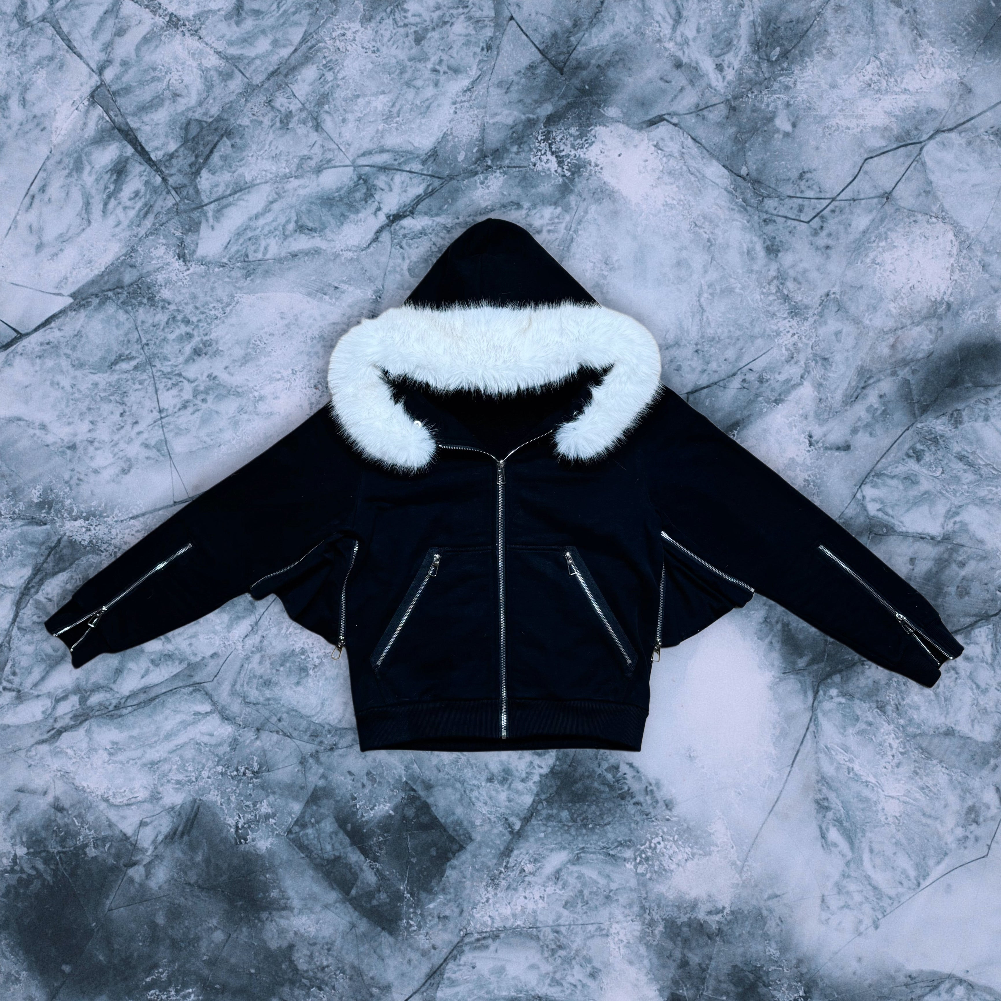 Black Fur Hoodie