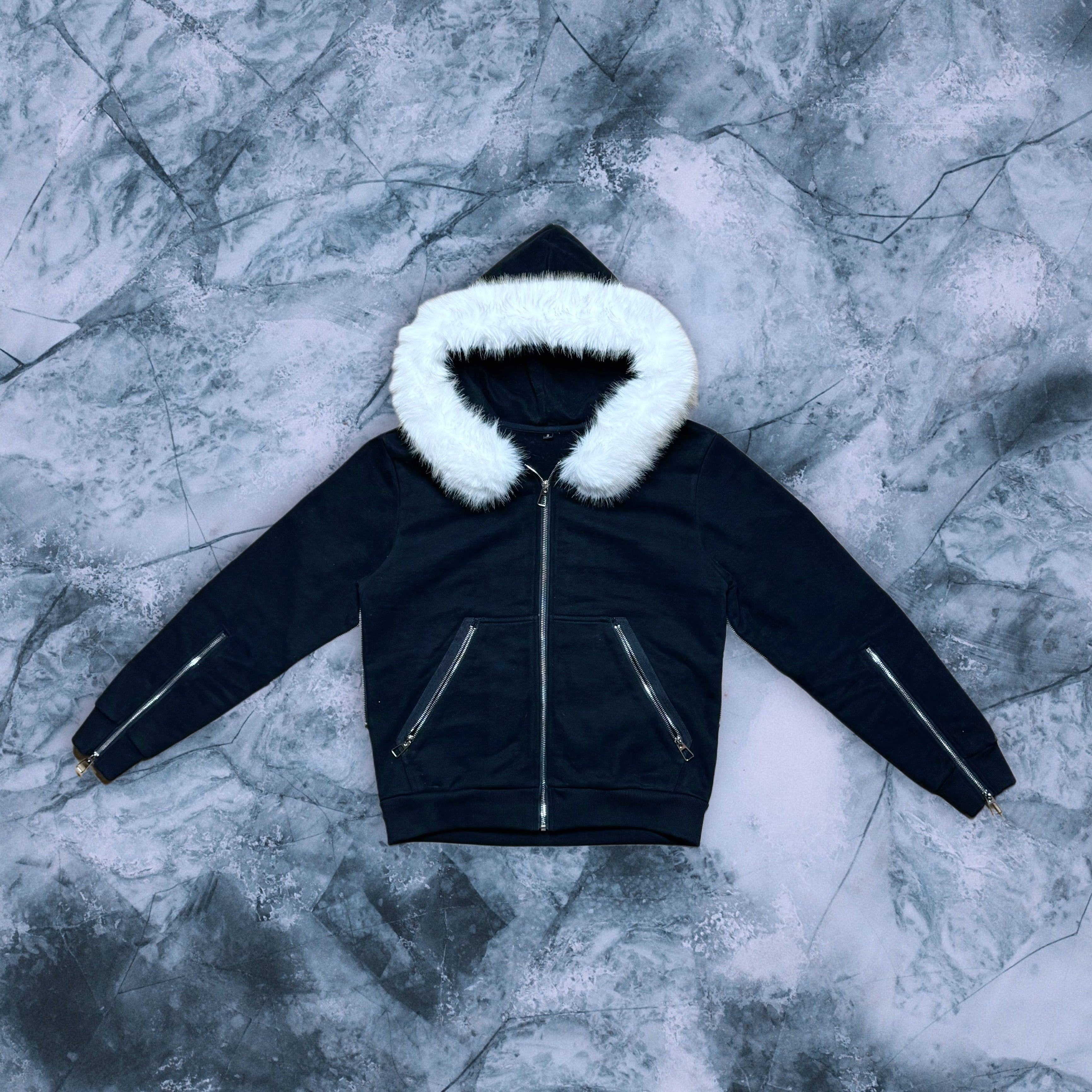 Black Fur Hoodie